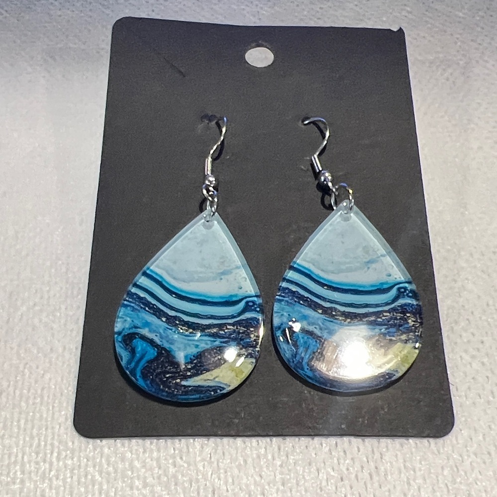 Ocean Wave Teardrop Earrings